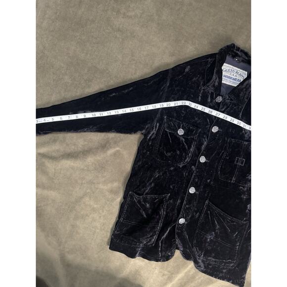 Guess Jeans Men’s Jacket Size Medium Button-Up Black Velvet - Picture 8 of 10